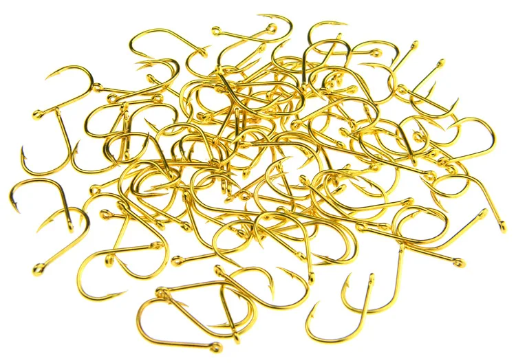 100 Pieces / Box with Hooked High Carbon Steel Gold Hook Lake Fishing Hook Efficient Barbed Hook