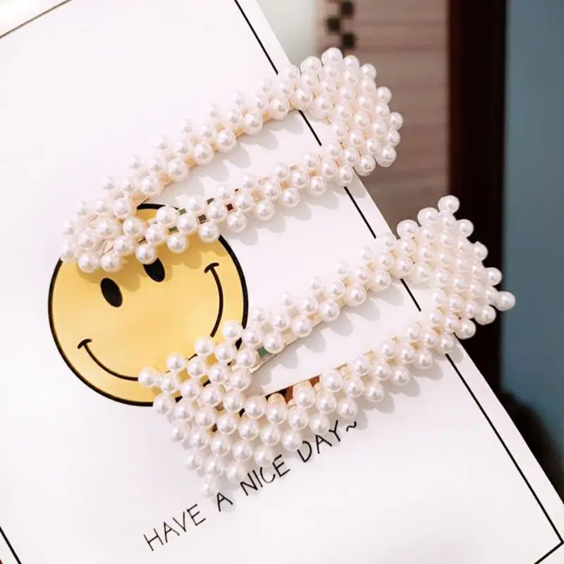 

4 Pcs/set New Women Girls Hairpin Cute Small Beads Hair Clips Artificial Pearl BB Side Bangs Clip Y4QB