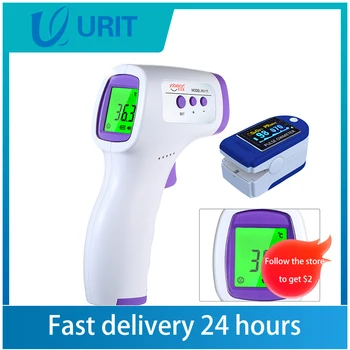 

Portable Finger Pulse Oximeter Blood Oximeter Digital Blood Oxygen Saturation + Non-Contact Forehead Thermometer