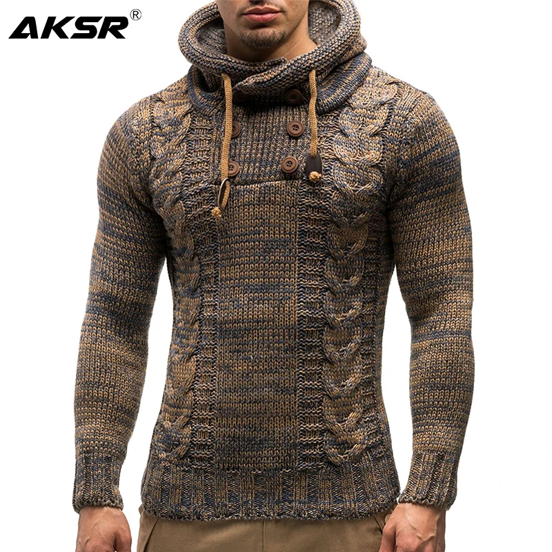 #Special Offers AKSR Winter Thicken Warm Hooded Cotton Sweater Men Long Sleeved Turtleneck Pullovers Slim Fit Male Sweaters Brand Coats Men