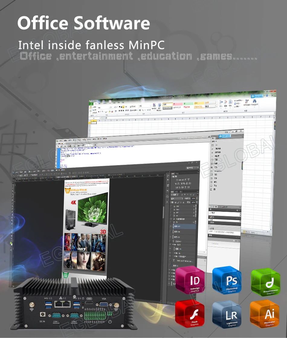 Промышленный мини-ПК без вентилятора i5 8250U i7 7500U 2* DDR4 2* Lans настольный компьютер Win10 Linux 2* COM GPIO 4G SIM VGA HDMI WiFi