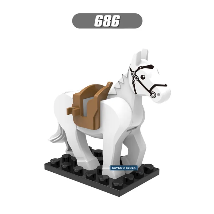 Одиночная X0169 рыцарь лошадь Тигр пантера животные серии строительные блоки Набор Кирпичи Модель игрушки для детей - Цвет: 686