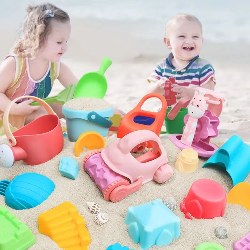 

18/25 Pcs Beach Toys with Storage Net Bag Summer Digging Sand Play Set for Children