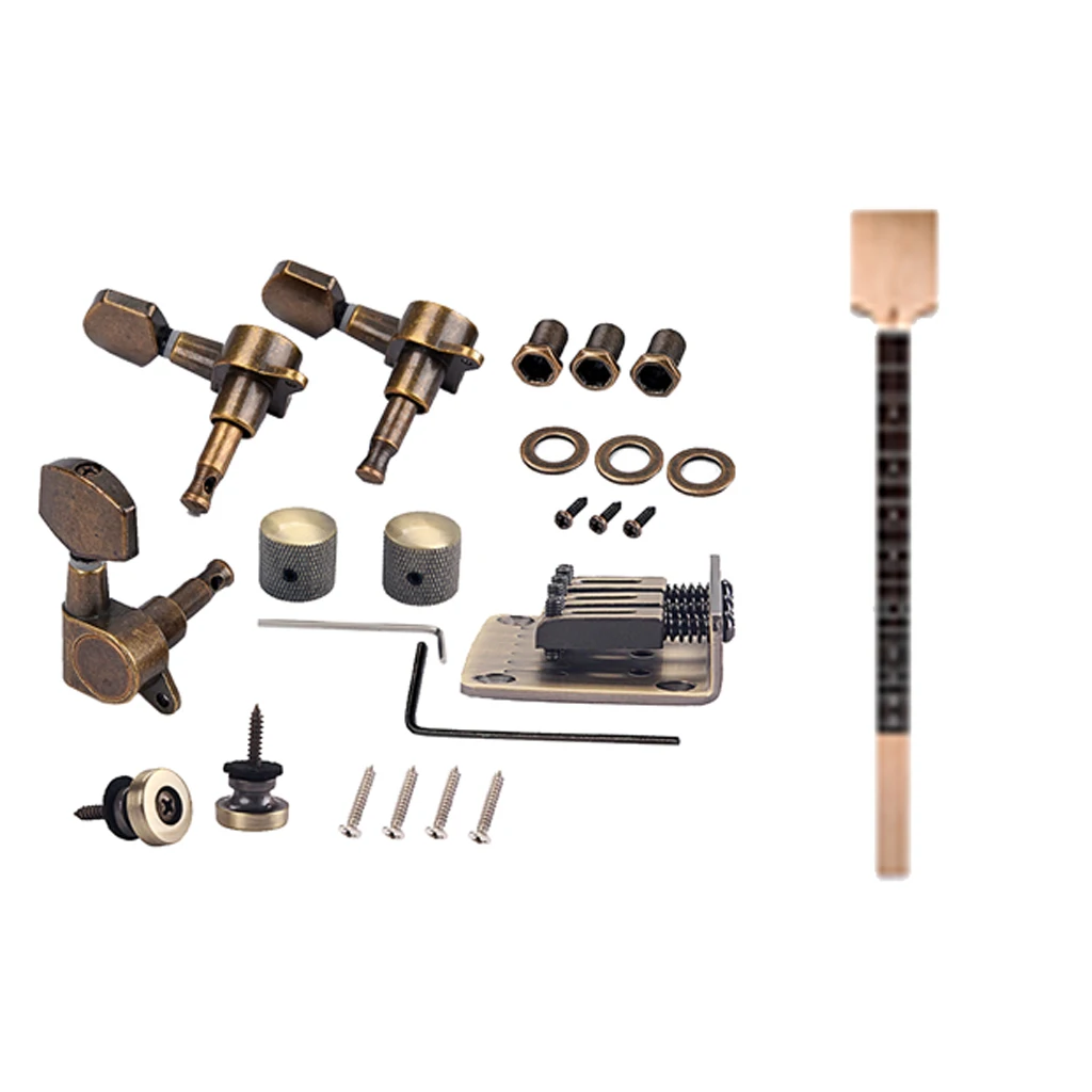

Exquisite Cigar Box Guitar Maplewood Neck with Alloy Bridge 1R2L Tuning Pegs Strap Lock Control Knobs Screws Set