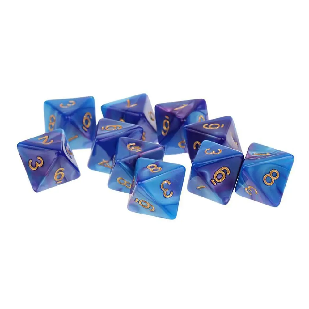 Blue Лидер продаж 10 шт. D8 двухсторонние игральные кости набор многогранных акриловых плашек для подземелий и драконов забавные игровые настольные игры Высокое качество игральные кости - Цвет: Blue