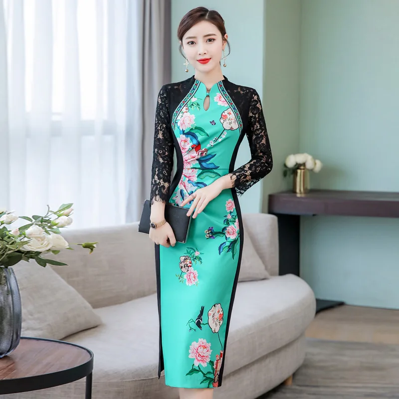 Китайское платье Ципао cheongsam сексуальное Ретро Вышивка cheongsam женское кружевное женское белье babydoll китайское платье Ципао современное