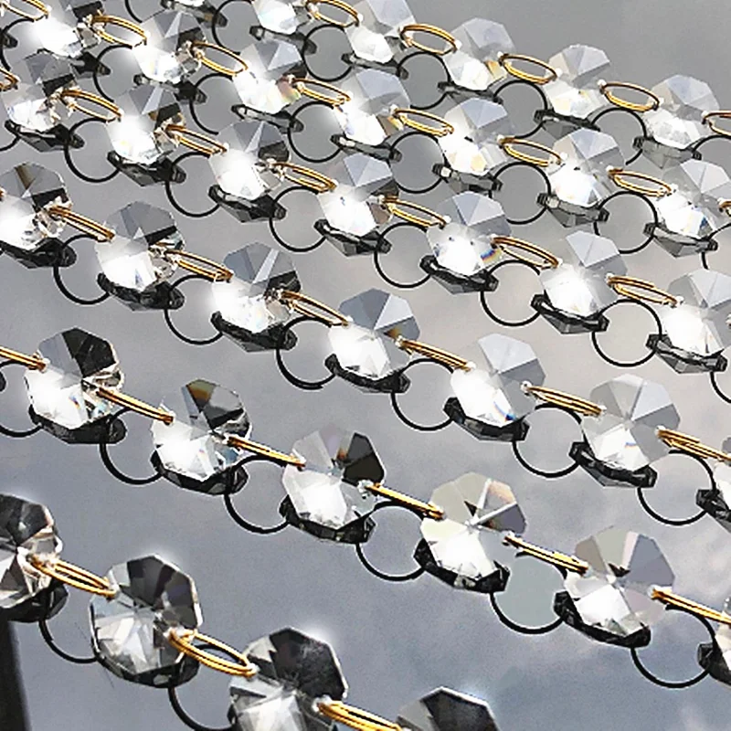 1/10/50 Meters Garland Strand Gold Rings Hanging Crystal Glass Bead Curtain Diamond Chains Party Tree Wedding Centerpiece Decor chandelier crystal drops,crystal beads garlands