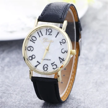 

GENEVA Marble Dial Watches Ladies Big Number Woman Watches Leather Belt Dress Clock Fashion Casual Watch Quartz Lady's Watch
