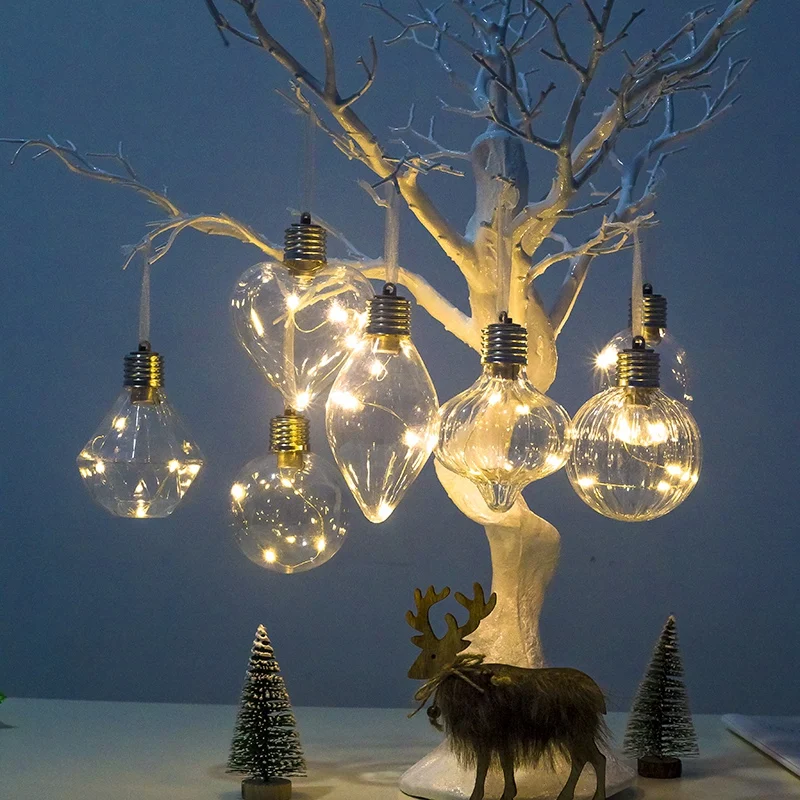 Рождественская елка украшение прозрачный СВЕТОДИОДНЫЙ шар Форма Подвески с теплым белым светом