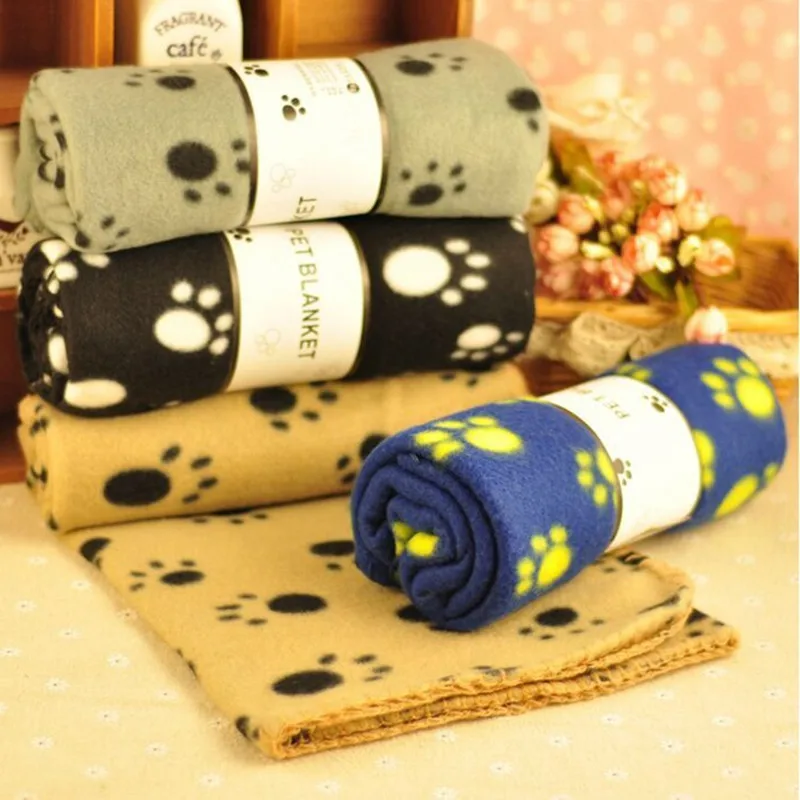 

Lovely Pet Dogs Cats Bed Mat Blanket Soft Warm Fleece Paw Print Design Pet Puppy Bed Sofa Pet Warm Product Cushion Cover Towel