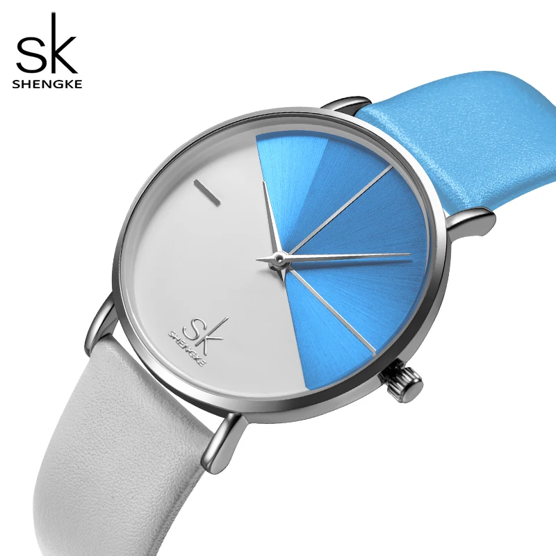 

SK Mixed Color Watch Women Top Brand Shengke Fashion Women's Watches Waterproof Clock Leather Band Ladies Watch Reloj Mujer