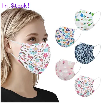 

5pc Unisex Adult Mask Mascarillas Printing Disposable Face Mouth Mask Cycling Protective 3ply Ear Loop Hygiene Face Mask Cover