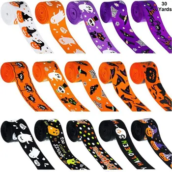 

30Yards Halloween Organza Grosgrain Ribbon Sewing Gift Wrapping Hair Bows Crafts