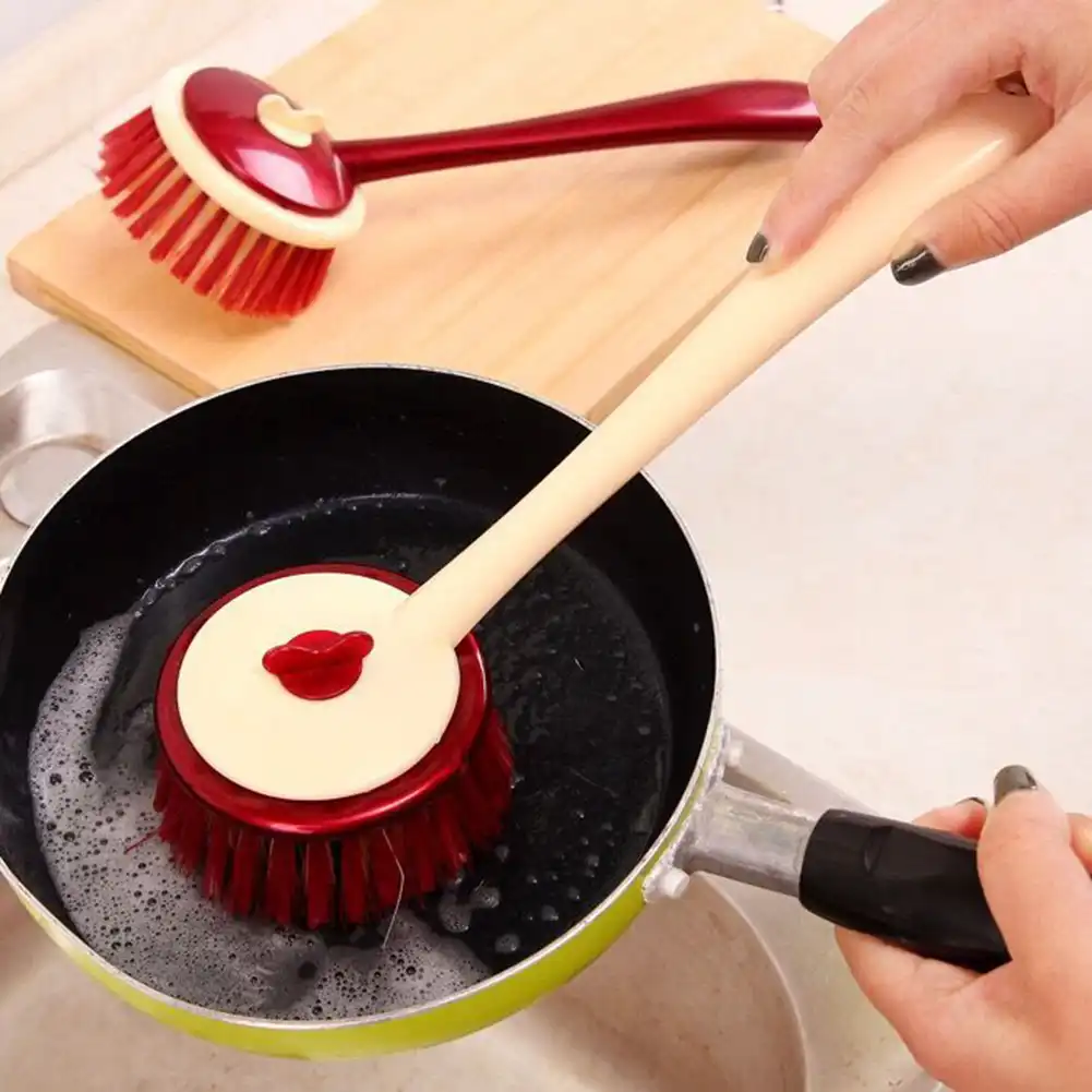 long handle pot dishes plate washing brush kitchen