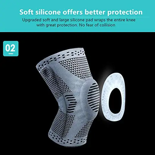 Professional Meniscus Tear Arthritis Sports Patella Knee Brace Compression Sleeve Elastic Knee Wraps with Gel Spring Support