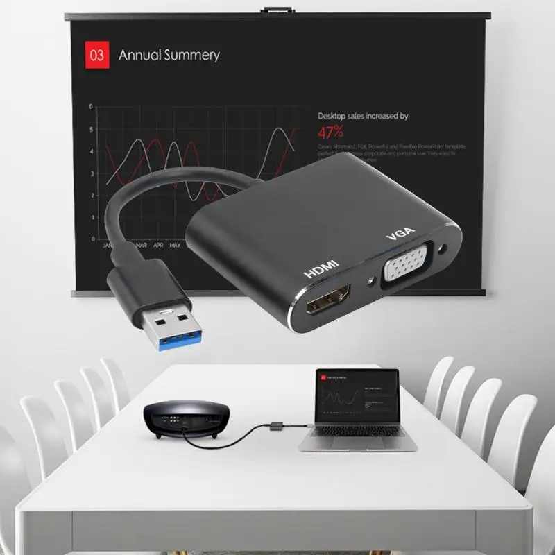 Долговечный конвертер кабель Многофункциональный USB3.0 концентратор USB к HDMI VGA адаптер док-станция конвертер кабель для ноутбука