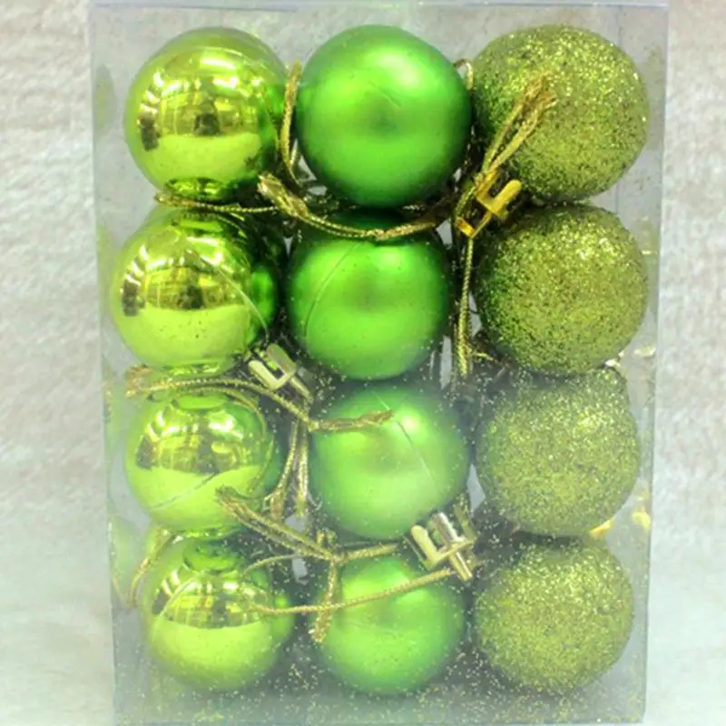 green 24 шт./лот, шары для рождественской елки, украшения для рождественской свадьбы, украшения для вечеринки, золото/серебро/красный/розовый/фиолетовый/зеленый/синий - Цвет: green