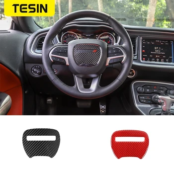 

TESIN Interior Stickers Carbon Fiber Car Steering Wheel Decor Cover Accessories For Dodge Challenger 2015+ For Charger 2015+