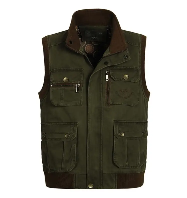 Army green Хороший жилет, куртка без рукавов, мужской жилет, много карманов, жилет PPopographer, осень, разгрузка, тактический, мульти карман, жилет, XL-7XL - Цвет: Army green