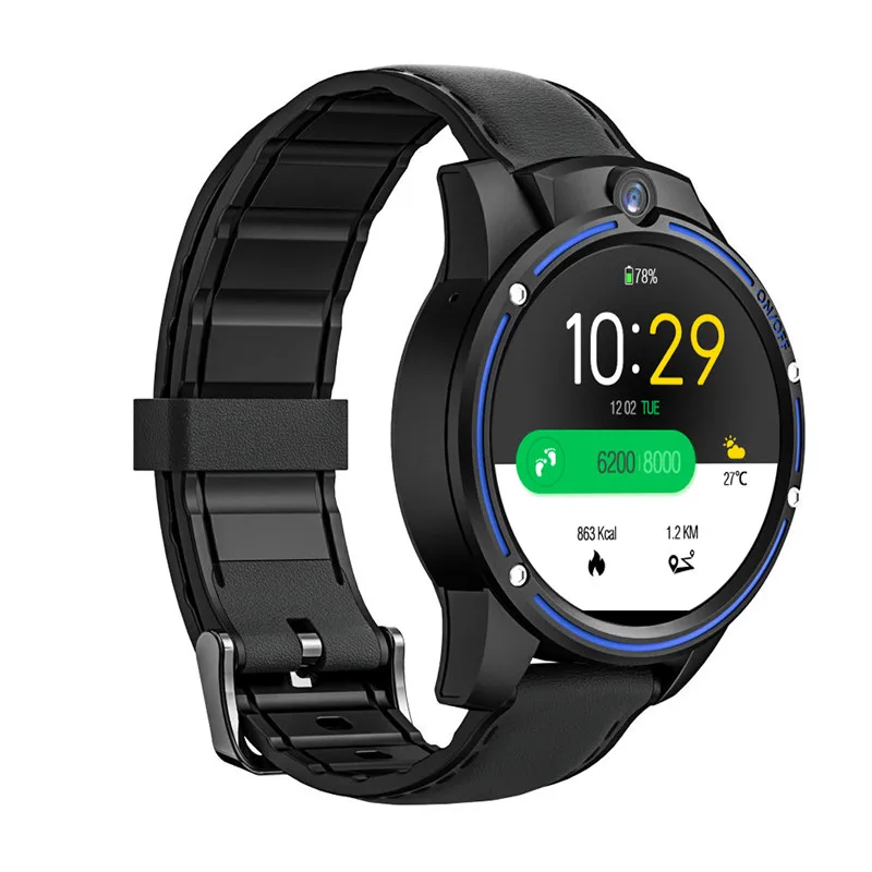 Смарт-часы KOSPET VISION, Android, телефон, 3 ГБ, 32 ГБ, 800 мА/ч, батарея, 8 Мп+ 5 МП, двойная камера, шагомер, карта сердечного ритма, gps, умные часы для мужчин - Цвет: black blue