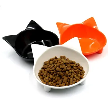 

Cat Food Bowl Thickened Cat and Dog Slip-proof Inclined Bowl Non Slip Cute Cat Type Colorful Melamine Cat Bowl