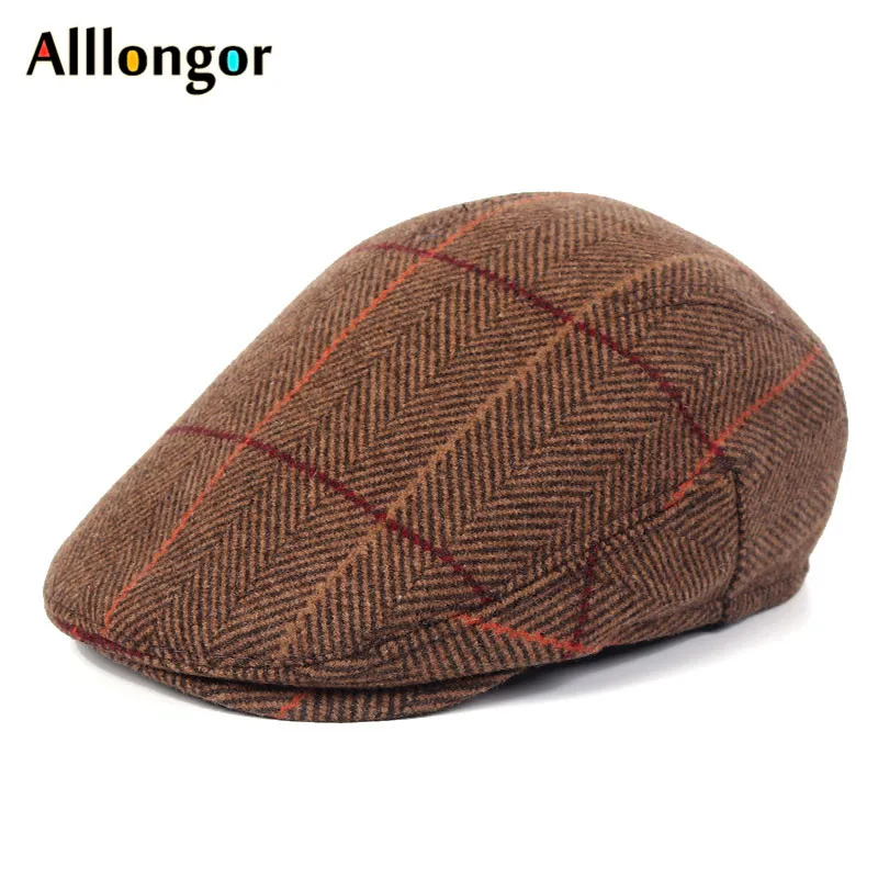 Новинка зимы, берет homme Peaky Blinder Tweed boina, винтажный клетчатый хлопковый sombrero hombre, ушанка, Newsboy, шапки для папы, мужские береты - Цвет: Армейский зеленый