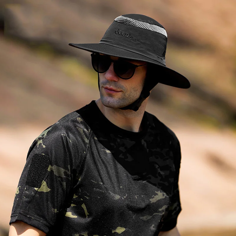 Brand Summer Sun Hat Men Patchwork Mesh 