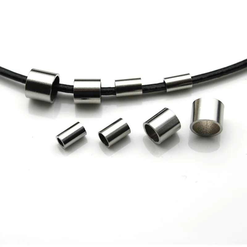 20 stücke Edelstahl Glatte Rohr Spacer Perlen Zubehör Metall Große Loch Lose Perlen Für DIY Armband Halskette Schmuck Machen