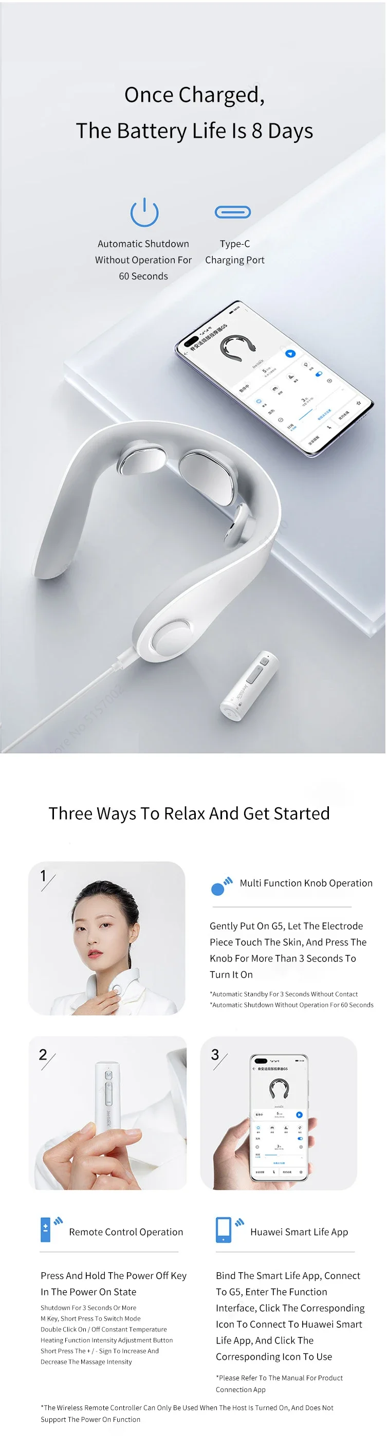 Jeeback G5 Electric Neck Massager Cervical Massager Pulse Vibration Heating Massage Neck Pain Relief for Health Care Relaxation Machine