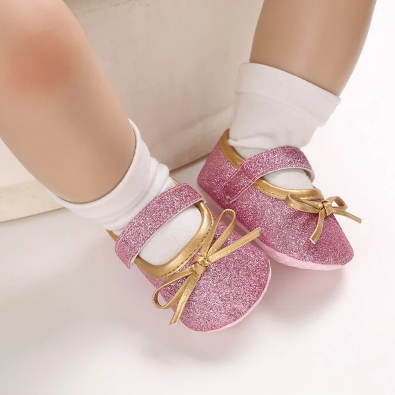 Милые Нескользящие повседневные кроссовки с бантом для маленьких девочек; прогулочная обувь принцессы на мягкой подошве для малышей