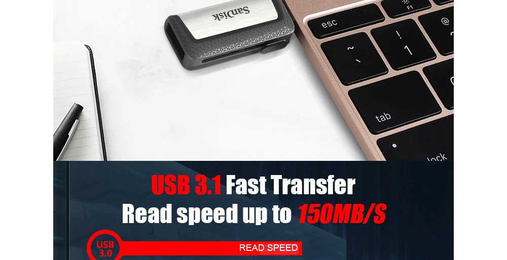 100%SanDisk usb 128GB SDDDC2 Extreme high speed Type-C USB3.1 32gDual OTG USB Flash Drive 64GB Pen Drives 256GB 150M/S PenDrives usb thumb drive