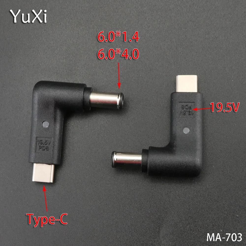 

YuXi 1pcs/lot 19.5V With lamp TYPE-C male to DC 6.0*1.4mm Charging power adapter DC Power Connector adapter replace repair