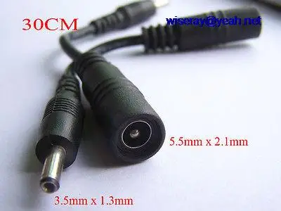 

DHL/EMS 250pcs 5.5 X 2.1MM DC female TO 3.5 X 1.3MM male DC plug Cable for Power charger -A7