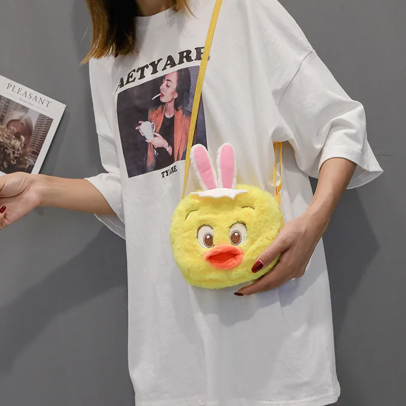 Cute Yellow Easter Bunny Chicken Plush Backpack Toys Fashion Kids Girls Key Phone Card Bag Crossbody Bag Shoulder Bags  (7)