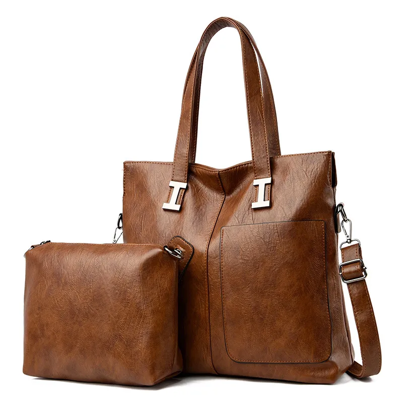 

Mother Bag Large-capacity Women Handbag Two Set New Retro Oily Leather Lady Shoulder Bag Casual All-match Female Messenger Bags
