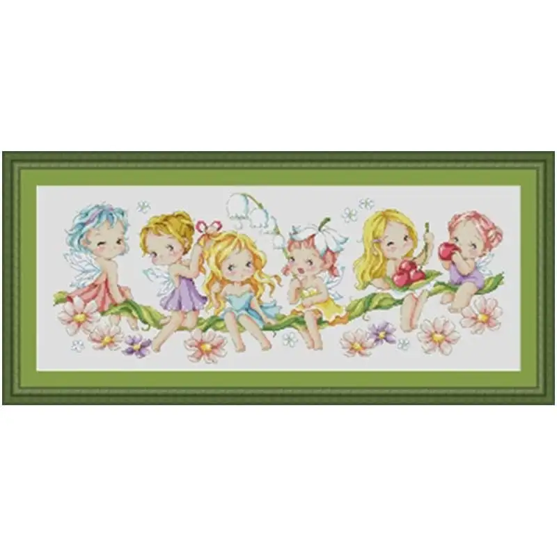 

Flower Fairy patterns Counted Cross Stitch 11CT 14CT 18CT DIY wholesale Chinese Cross Stitch Kits Embroidery Needlework Sets