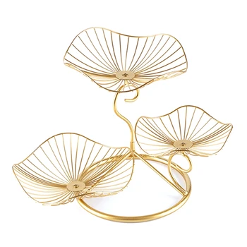 

Nordic Fruit Plate, Creative Modern Living Room Fruit Plate, Hook Three-Layer Household Lotus Leaf Fruit Plate, Simple Iron Mult