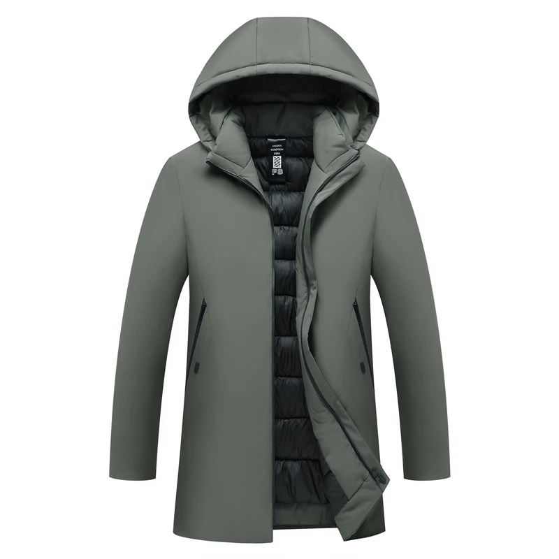 Парка мужская хлопковая куртка пальто с капюшоном Мужская парка зимняя теплая утепленная верхняя одежда модная шапка Съемная Мужская однотонная