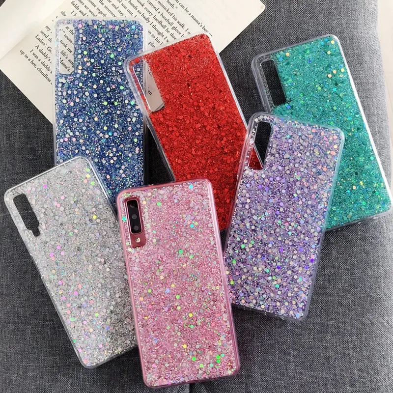 Soft Silicone Shiny Glitter Crystal Sequins Phone Case For Samsung Galaxy J3 J5 J7 Prime A3 A5 A7 2017 J4 J6 A6 A8 Plus A9 2018 | Мобильные
