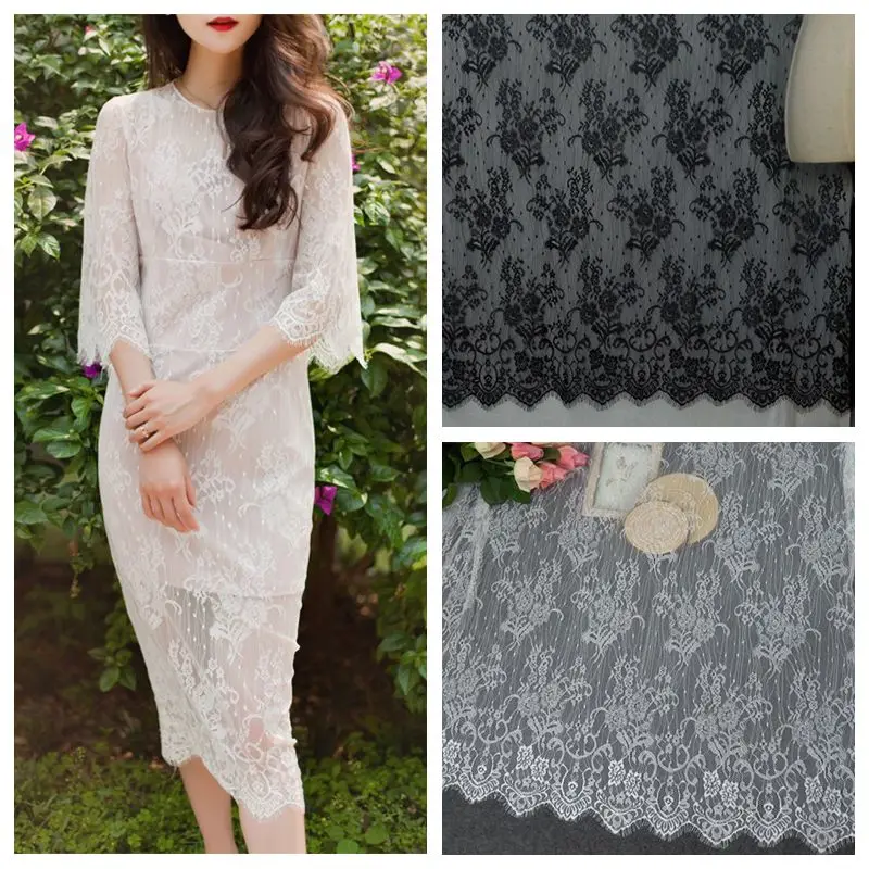 150 см в ширину тонкая французская кружевная ткань вышивка ткань 3 метра в длину V2200