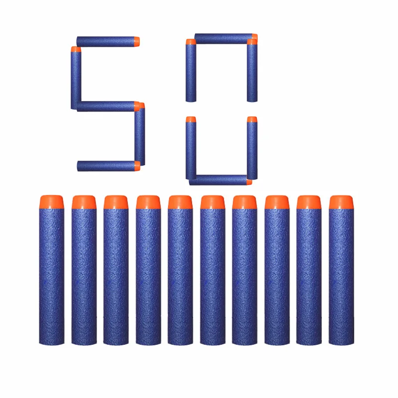 50 pcs Round head Заправка дротиков пули для Nerf N-strike элитная Серия бластеров детский игрушечный пистолет синие мягкие пули поролоновые пистолеты аксессуары - Цвет: 50 pcs Round head
