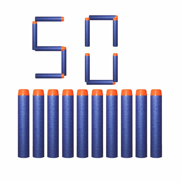 Refill Darts Bullets For Nerf N-strike Elite Series Blasters Children Toy Gun Blue Soft Bullet Foam Guns Accessories 50 pcs  Round head