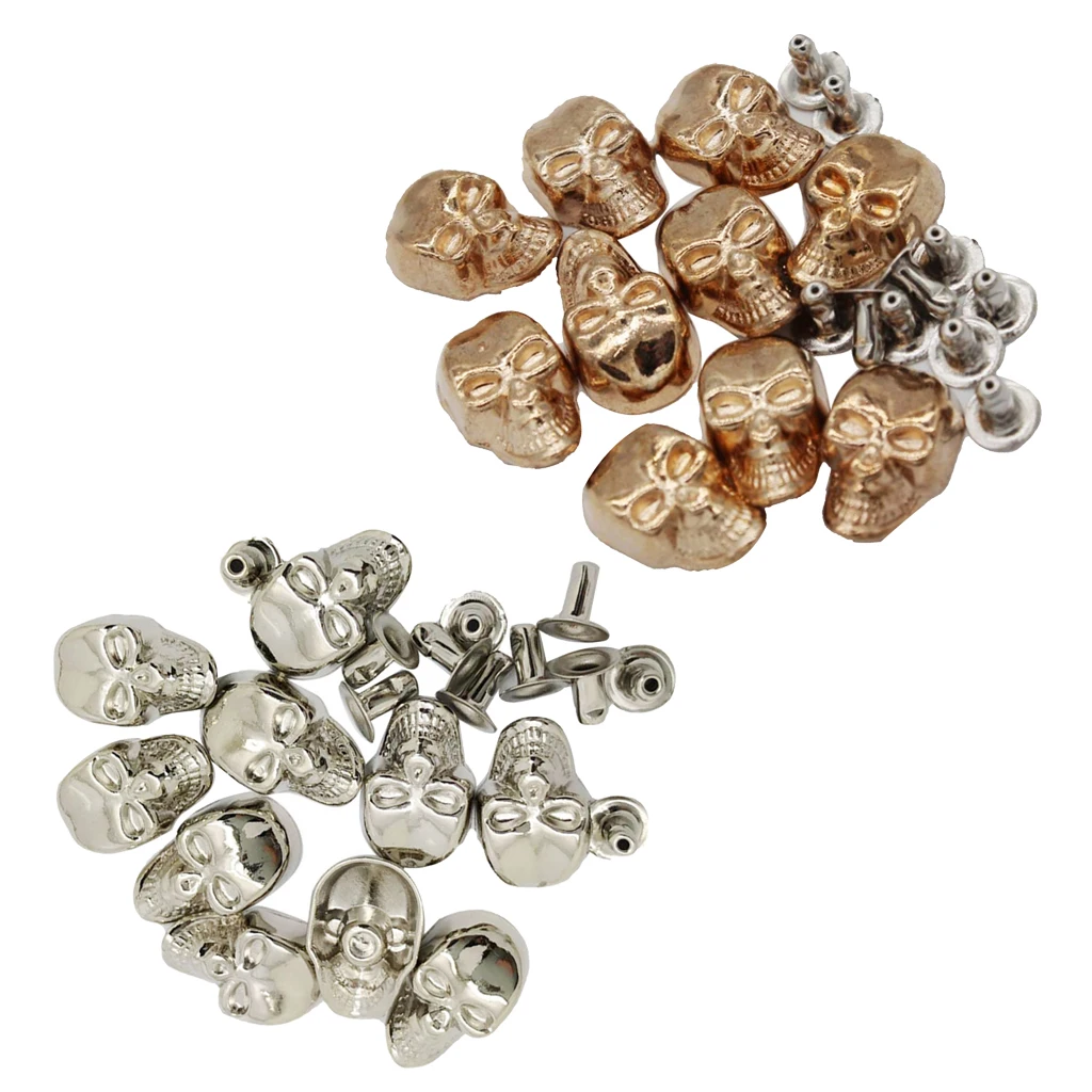 20 Sets Skull Rivet Studs Punk Buttons for Bracelet Bag Leather Belt Crafts