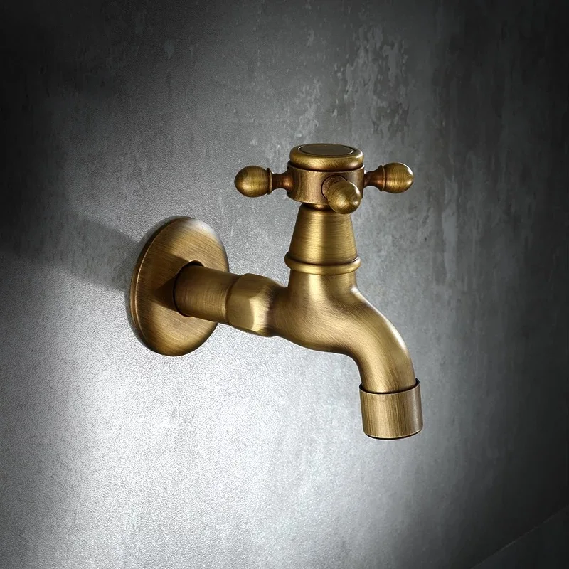 

Supply Copper Vintage Washing Machine Faucet Mop Pool Faucet Vintage Small Tap Black Ancient Faucets