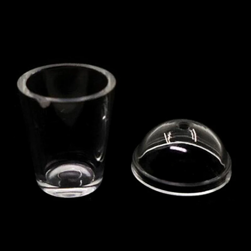 

2pcs 1:12 Dollhouse Accessories Miniature Transparent Straw Lid Cup Model Toys DIY Simulation Kitchen Toys for Baby