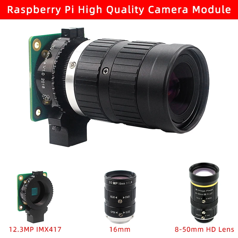 Objectif Zoom Industriel 8-50mm Waveshare - Monture C Compatible Raspberry Pi HQ Camera