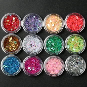 

Nail Ornament Sequins Mixed Hollowout Star Plum Heart Sequined Laser 15 Color New Style