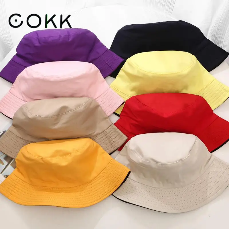 

COKK Summer Foldable Bucket Hat Unisex Women Outdoor Sunscreen Cotton Fishing Hunting Cap Men Basin Chapeau Sun Protect Hats