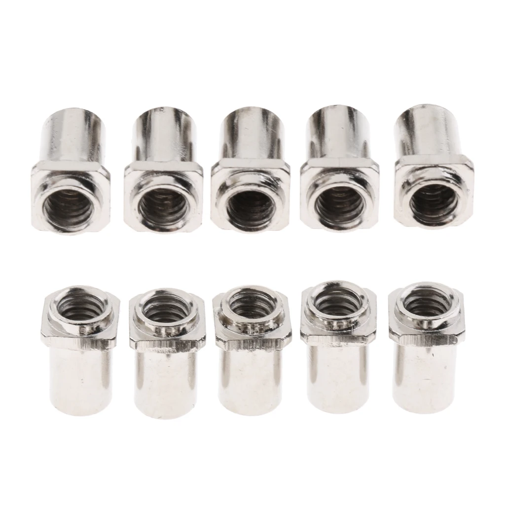10 Pcs Chrome Thread Swivel Nuts Drum Lug Swivel Nuts for Tom Drum Lug Replacement Parts Accessory