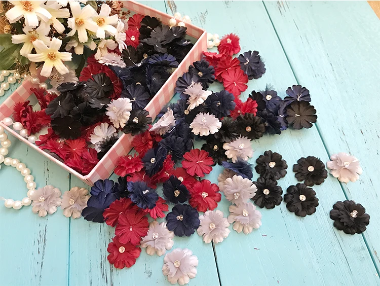 Многоцветный трехмерной бисером цветы из шифона, изготовленные вручную пришить кружево заплатка DIY торжественное платье одежда головной убор аксессуары